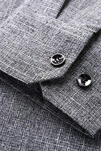 Stylish Mens Shirt Solid Color Long Sleeves Button Closure Lapel Collar Regualr Fitted Shirt