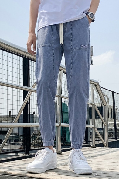 Urban Mens Pants Plain Drawstring Waist Mid Rise Pocket Detail Regular Fit Pants