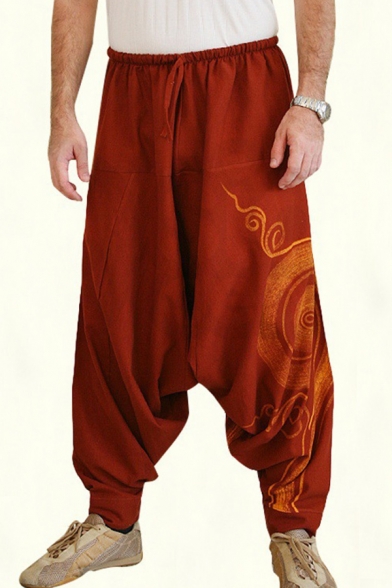 Guy's Freestyle Pants Striped Print Pocket Mid Rise Electric Waist Full Length Oversized Pants