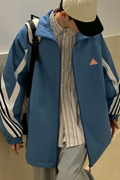 Urban Boys Stripe Printed Long Sleeve Lapel Collar Leisure Varsity Baseball Jacket