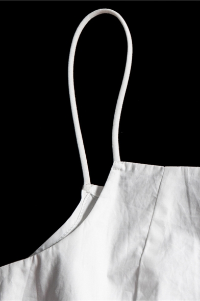 Trendy Slip Dress Plain Spaghetti Straps Sashes Mini A-Line Womens Dress