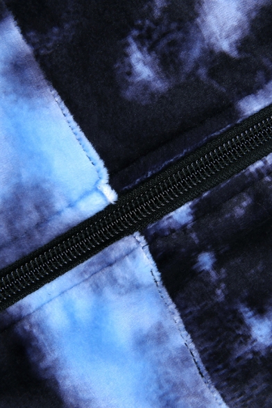 Unique Tie Dye Hoodie Zipper Down Pocket Decorated Long Sleeve Slim Fit Hoodie for Women