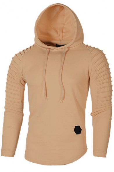 Hot Boys Hoodie Plain Pleated Designed Hooded Slimming Long-Sleeved Hoodie