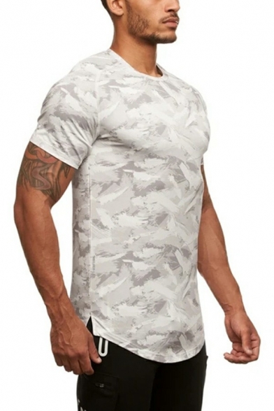 Men's Sporty T-Shirt Camouflage Print Short Sleeve Round Neck Regular Fit T-Shirt