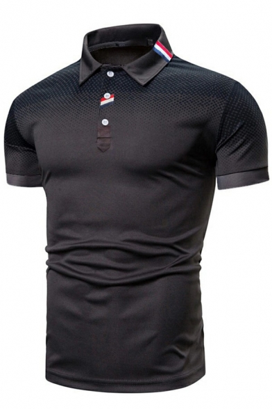 Popular Mens Polo Shirt Ombre Printed Point Collar Short Sleeves Slimming Polo Shirt