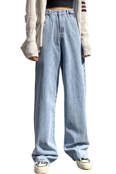Chic Girls Jeans Gray Zip Fly High Rise Full Length Wide Leg Jeans