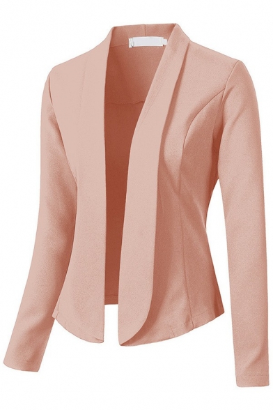 Simplicity Ladies Blazer Solid Color Open Front Shawl collar Long Sleeve Slim Fitted Suit Jacket