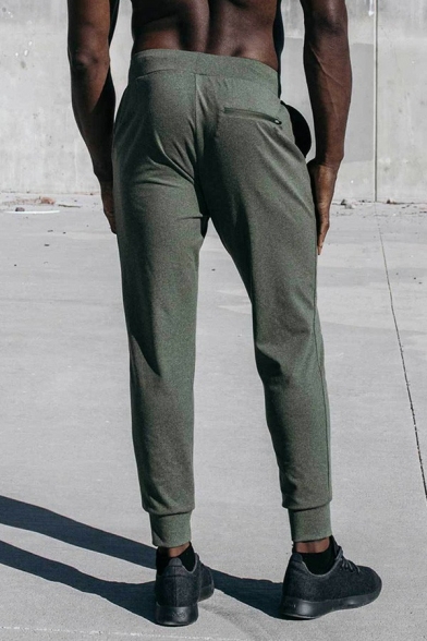 Boy's Trendy Pants Pure Color Pocket Slimming Mid Rise Full Length Drawstring Waist Pants