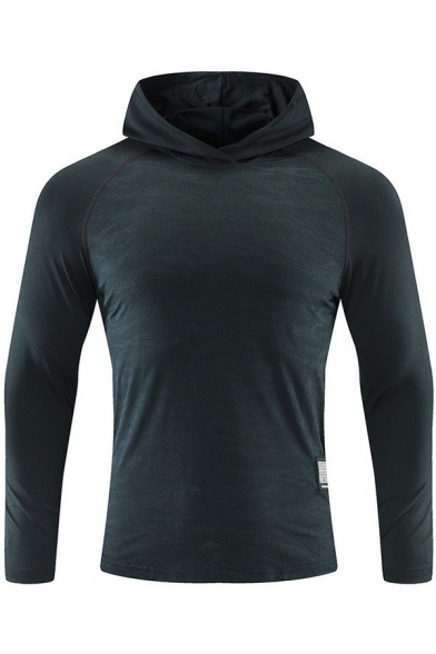 Men's Basic T-Shirt Plain Long Sleeve Slim Fit T-Shirt with Hood