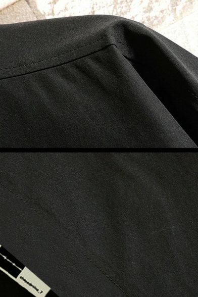 Unique Coat Contrast Stripe Irregular Hem Long Sleeve Loose Hooded Trench Coat for Men
