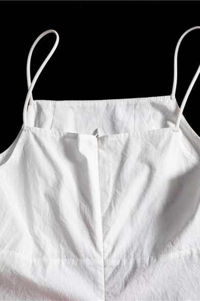 Trendy Slip Dress Plain Spaghetti Straps Sashes Mini A-Line Womens Dress