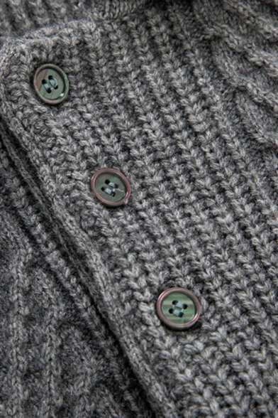 Dashing Men's Knitwear Solid Rib Hem Long Sleeve Spread Collar Slim Pullover Sweater