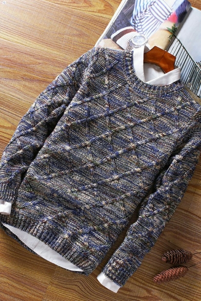 Unique Sweater Heathered Regular Long-Sleeved Round Collar Pullover Sweater for Boys