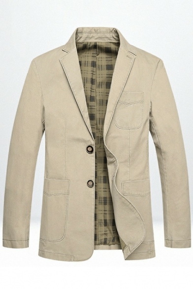 Street Look Mens Blazer Whole Colored Lapel Collar Long Sleeve Regular Button Suit Blazer