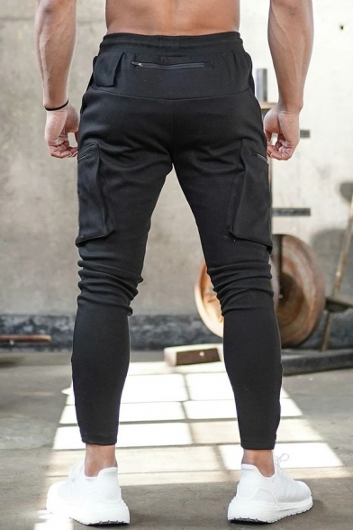 Trendy Mens Pants Camouflage Print Drawstring Waist Mid Rise Long Length Regular Pants