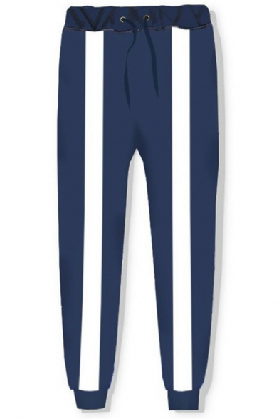 Urban Pants 3D Printed Pocket Drawstring Waist Full Length Regular Fit Pants for Men