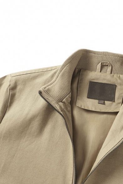 Casual Mens Coat Plain Zip Closure Spread Collar Long Sleeve Regular Fit Coat