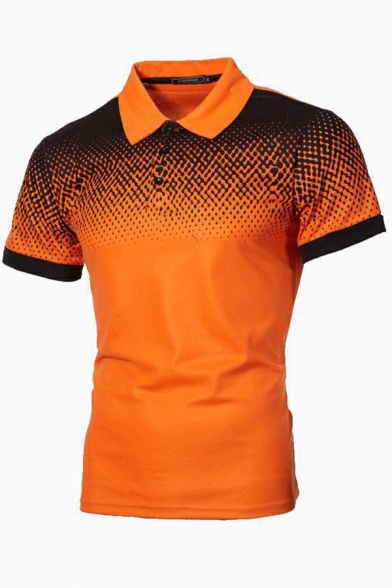 Men Classic Polo Shirt 3D Polka Dots Pattern Point Collar Short Sleeves Slim Polo Shirt