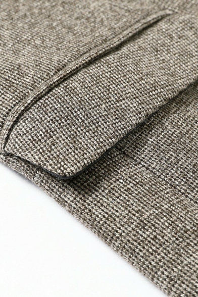 Men's Simple Suit Jacket Heathered Print Button Closure Lapel Collar Regular Fit Suit Blazer with Pocket