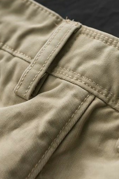 Freestyle Guys Shorts Solid Color Pocket Decoration Relaxed Fit Zip Placket Cargo Shorts
