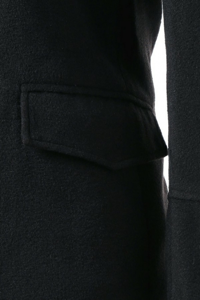 Mens Unique Suit Jacket Plain Stand Collar Zip Closure Regular Fit Suit Jacket in Black