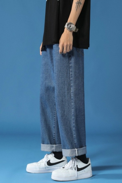 Boys Fancy Jeans Plain Pocket Mid Rise Ankle Length Regular Fit Straight Zip Fly Jeans