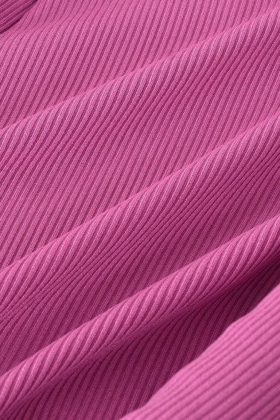 Designer Plain Pants 3D Decoration Ribbed Knit Slim Fit Pants for Women