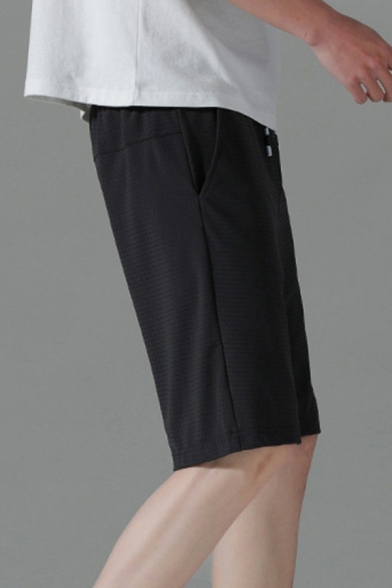 Urban Shorts Plain Drawstring Elastic Mid Rise Loose Fit Pocket Shorts for Boys