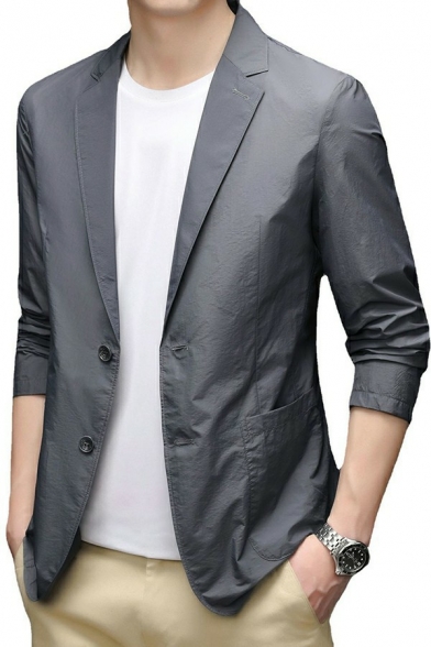 Vintage Mens Suit Jacket Plain Lapel Collar Button Closure Suit Jacket with Pocket