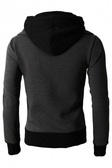 Dashing Co-ords Contrast Color Long Sleeves Skinny Hoodie with Pants Two Piece Set for Men