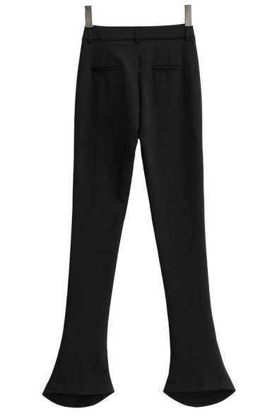 Stylish Ladies Pants Plain High Waist Zipper Closure Slim Fit Long Length Bootcut Pants