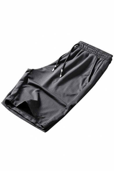 Urban Shorts Plain Drawstring Elastic Mid Rise Loose Fit Pocket Shorts for Boys