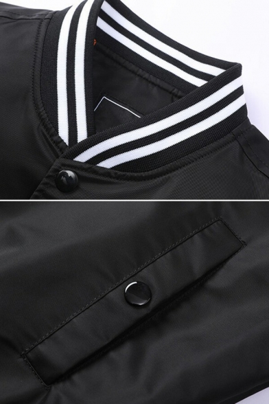 Guy's Freestyle Jacket Contrast Stripe Long-Sleeved Baggy Stand Collar Baseball Jacket