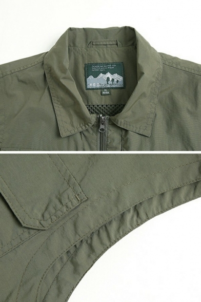 Vintage Guys Vest Spread Collar Pure Color Zip Closure Regular Fit Vest with Pocket