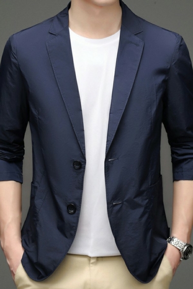 Vintage Mens Suit Jacket Plain Lapel Collar Button Closure Suit Jacket with Pocket