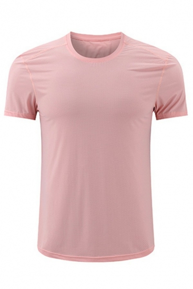 Men's Basic T-Shirt Solid Color Short Sleeve Round Neck Regular Fit T-Shirt