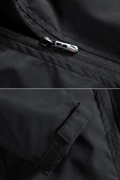 Trendy Mens Coat Contrast Stripe Long Sleeve Hooded Regular Fit Pocket Zip Placket Jacket
