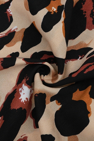 Vintage Wrap Skirt Leopard Pattern High Rise Split Side Midi Shirt for Women