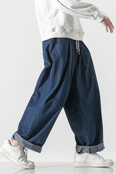 Chic Jeans Whole Colored Drawstring Mid Rise Long Length Baggy Pocket Jeans for Boys