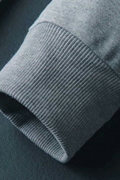 Dashing Mens Sweatshirt Contrast Color Round Neck Long-Sleeved Rib Cuffs Regular Fit Sweatshirt