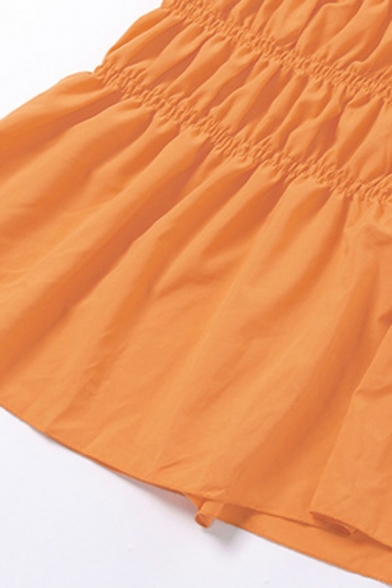 Unique Ladies Wrap Skirt Solid Color Ruched Detail Sashes Knot Midi Samaria Skirt