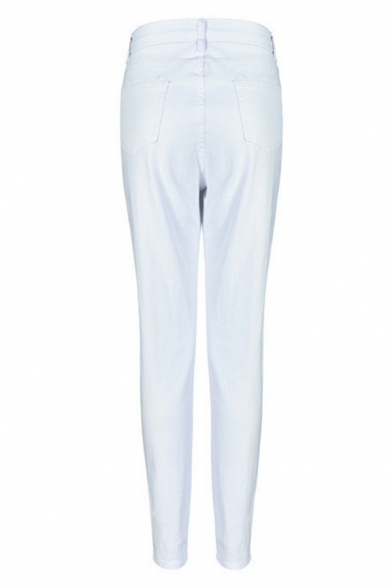 Elegant Ladies Jeans Zip Fly High Waist Skinny Colored Denim Pants