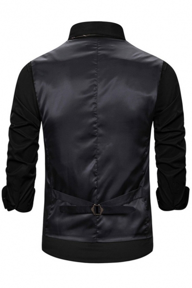 Men Urban Suit Vest Bronzing Crack Print Sleeveless Regular V-Neck Button Fly Suit Vest
