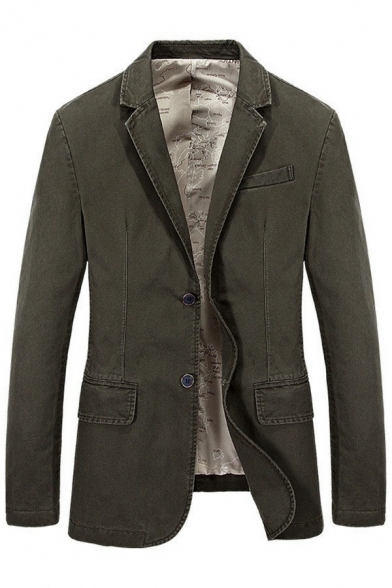 Fashion Blazer Pure Color Lapel Collar Long-Sleeved Slim Button Fly Suit Jacket for Guys