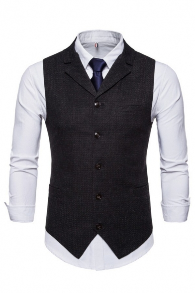 Fashion Suit Vest Whole Colored Lapel Collar Slim Fitted Button Down Suit Vest for Men