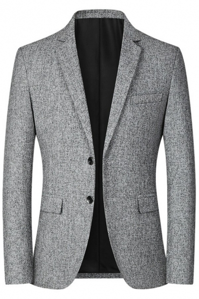 Freestyle Blazer Heathered Long Sleeve Lapel Collar Skinny Button down Suit Blazer for Men