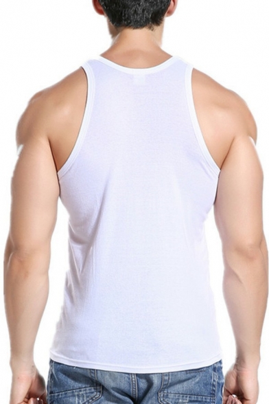 Mens Dashing Vest Solid Color Scoop Collar Narrow Shoulder Sleeveless Slim Fit Tank Top
