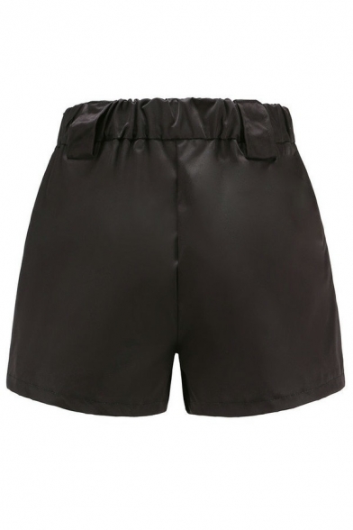 Sporty Girls Shorts Plain Color Zip Closure Flap Pockets Mid Waist Straight Shorts
