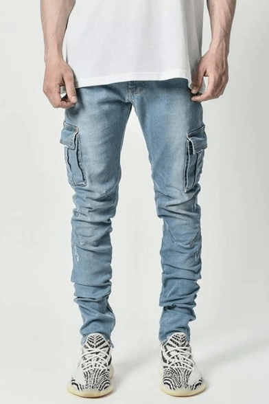 Urban Jeans Plain Pocket Detailed Long Length Slim Fit Zip Closure Mid Rise Jeans for Men