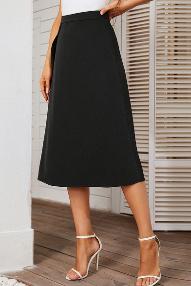 Simplicity Knitted Skirt A-Line Split Side Midi Skirt for Ladies